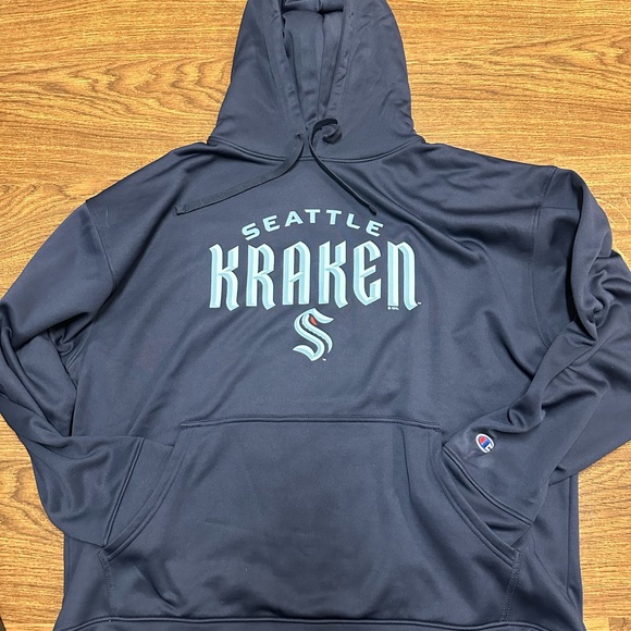 Seattle Kraken Sweatshirt - Men’s XL/2XL - Navy Blue Pullover Hoodie - Champion - Picture 3 of 6
